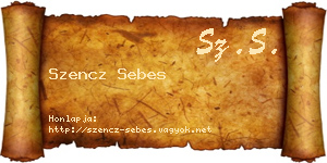 Szencz Sebes névjegykártya